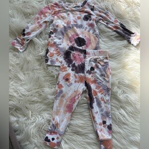 Angel Dear Pink and Orange Pajama Set Soft Tie-Dye Design
